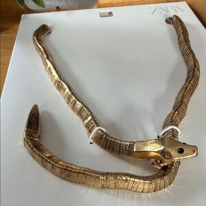 ZARA Antiqued Goldtone Snake Serpent Coil Necklace 4736/309 NWT NIB BLOGGERS FAV